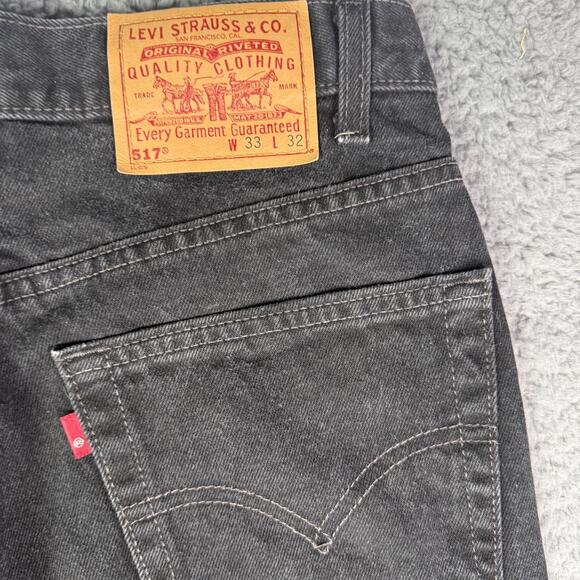 Vintage Levi’s 517 Jeans Mens 32x32 Black Faded Bootcut Western USA Made 90s - Picture 4 of 13